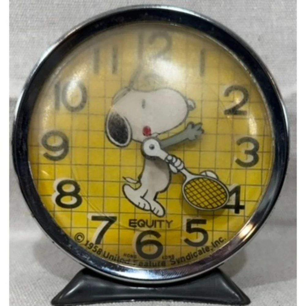 Vintage Equity Snoopy Tennis Alarm Clock Peanuts 1958 United Feature Syndicate